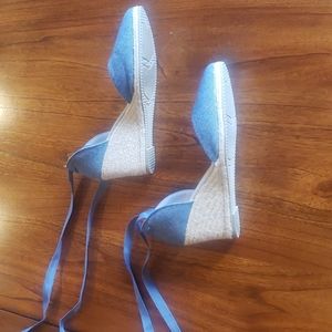 Rialto denim wedge espadrilles with ankle straps